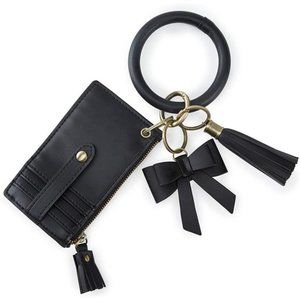 Women Wristlet Keychain Key Ring Wallet Bracelets Card Holder Purse with Tassel